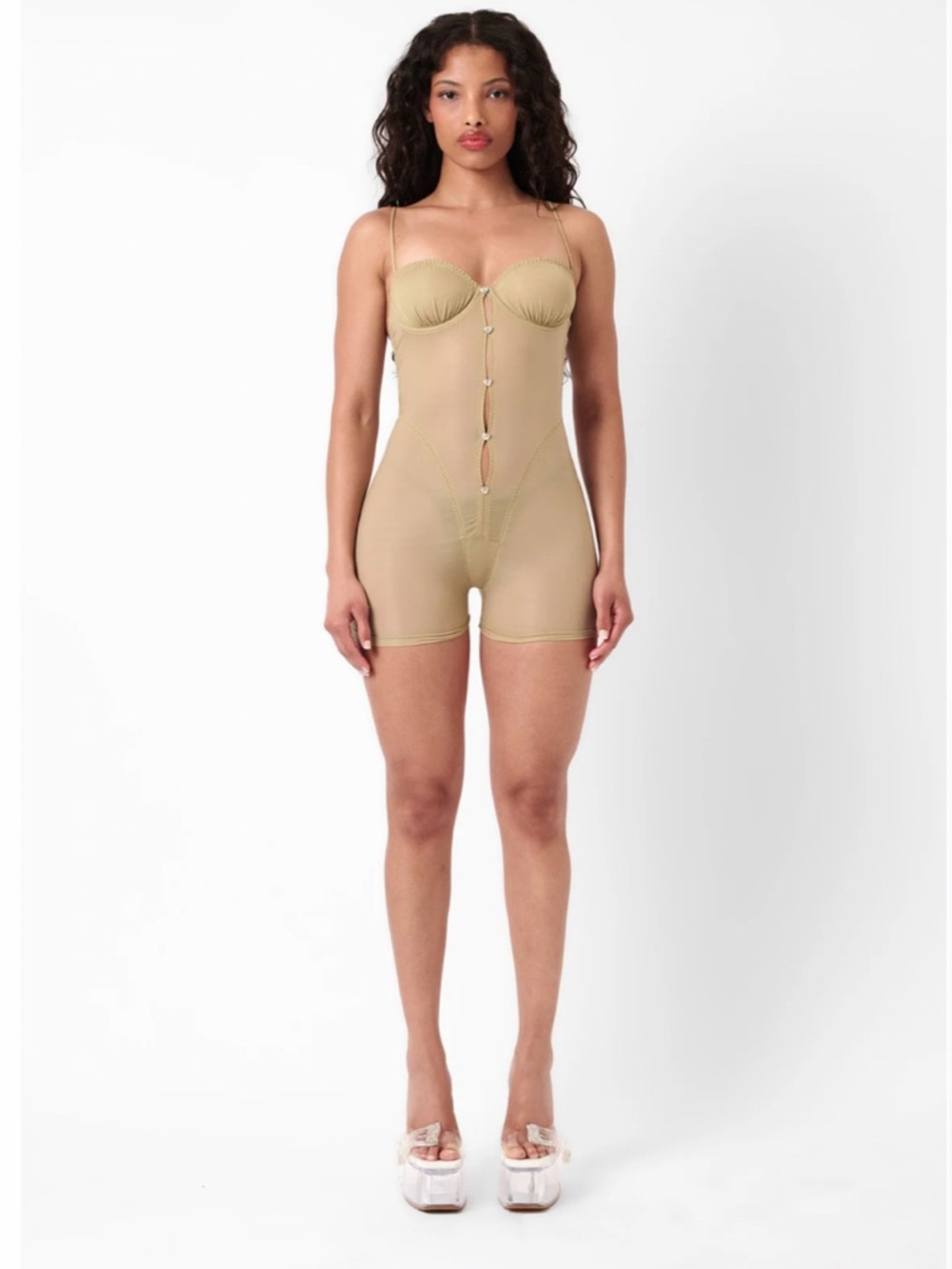 Poster girl - GOLDIE PLAYSUIT TAUPE